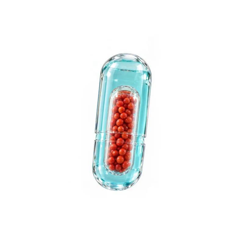 The Sleep Reset capsule turning slowly on white